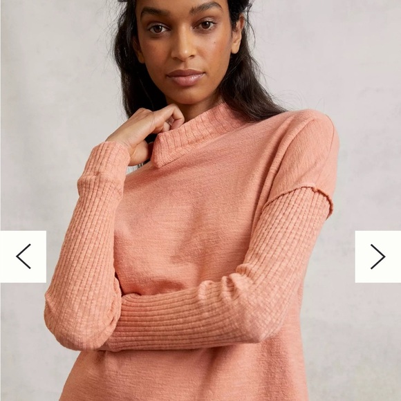 Anthropologie AMADI Sweater Francesca Mock Neck Peach - Picture 2 of 9